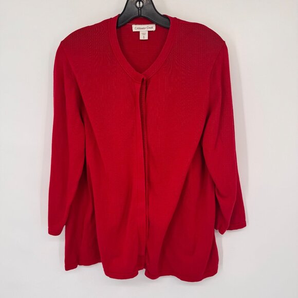 COLDWATER CREEK Red 3/4 Sleeve Cardigan Sweater Size 1X Plus womens cotton - Picture 5 of 9